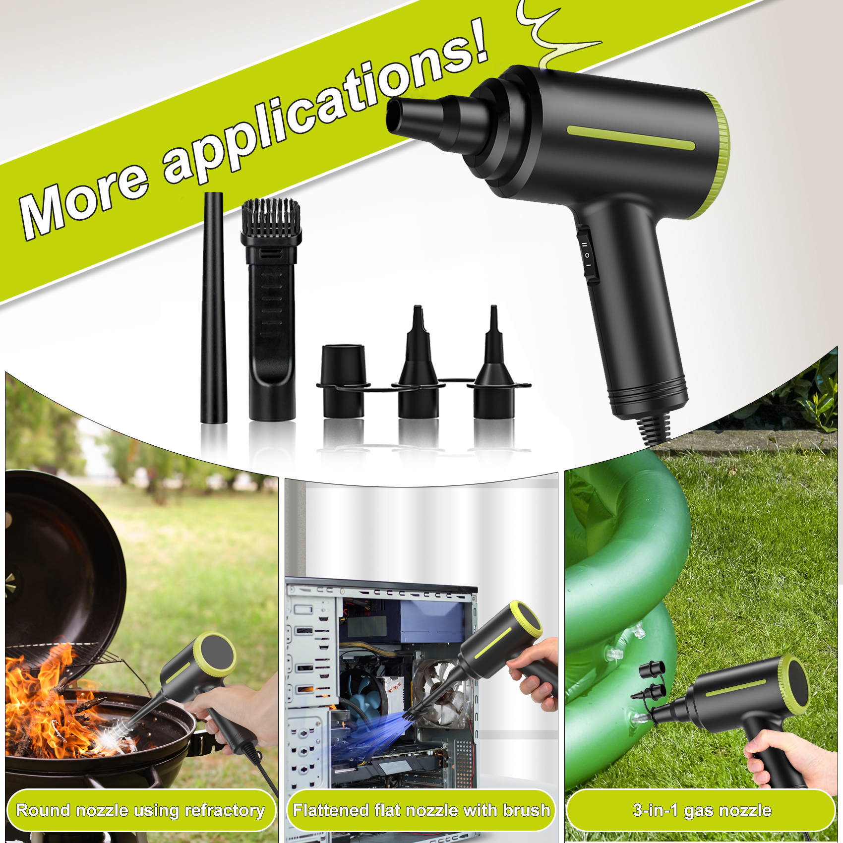 Compressed air dust collector, electric air dust collector, handheld blower, 500W 4000RPM powerful air dust collector, suitable for electronic cleaning of computer keyboards