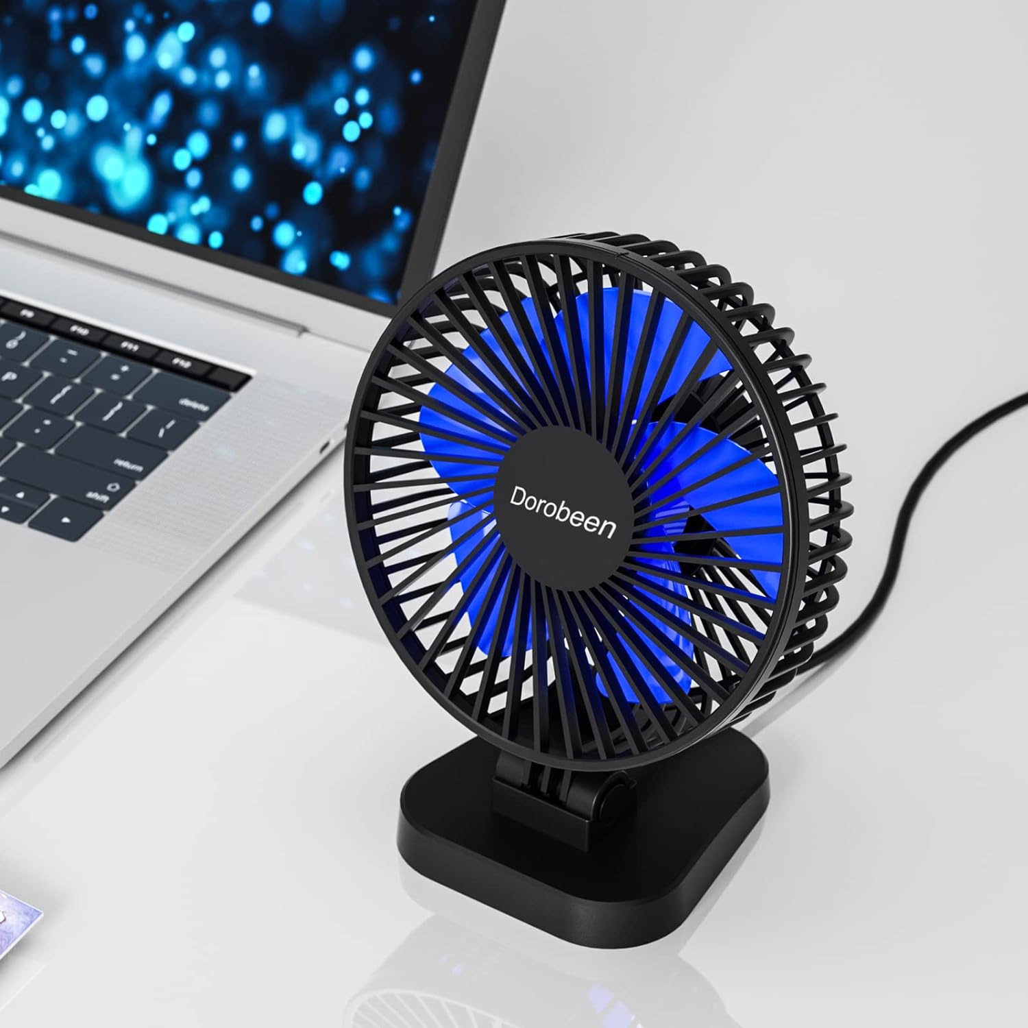 USB fan, small desktop fan, 4-inch (approximately 10.2 cm) silent desktop fan, USB plug, 3-speed, personal fan suitable for office, home, bedroom, study, strong airflow, 40 ° tilt, 4-foot (approximately 1.2 meters) power cord