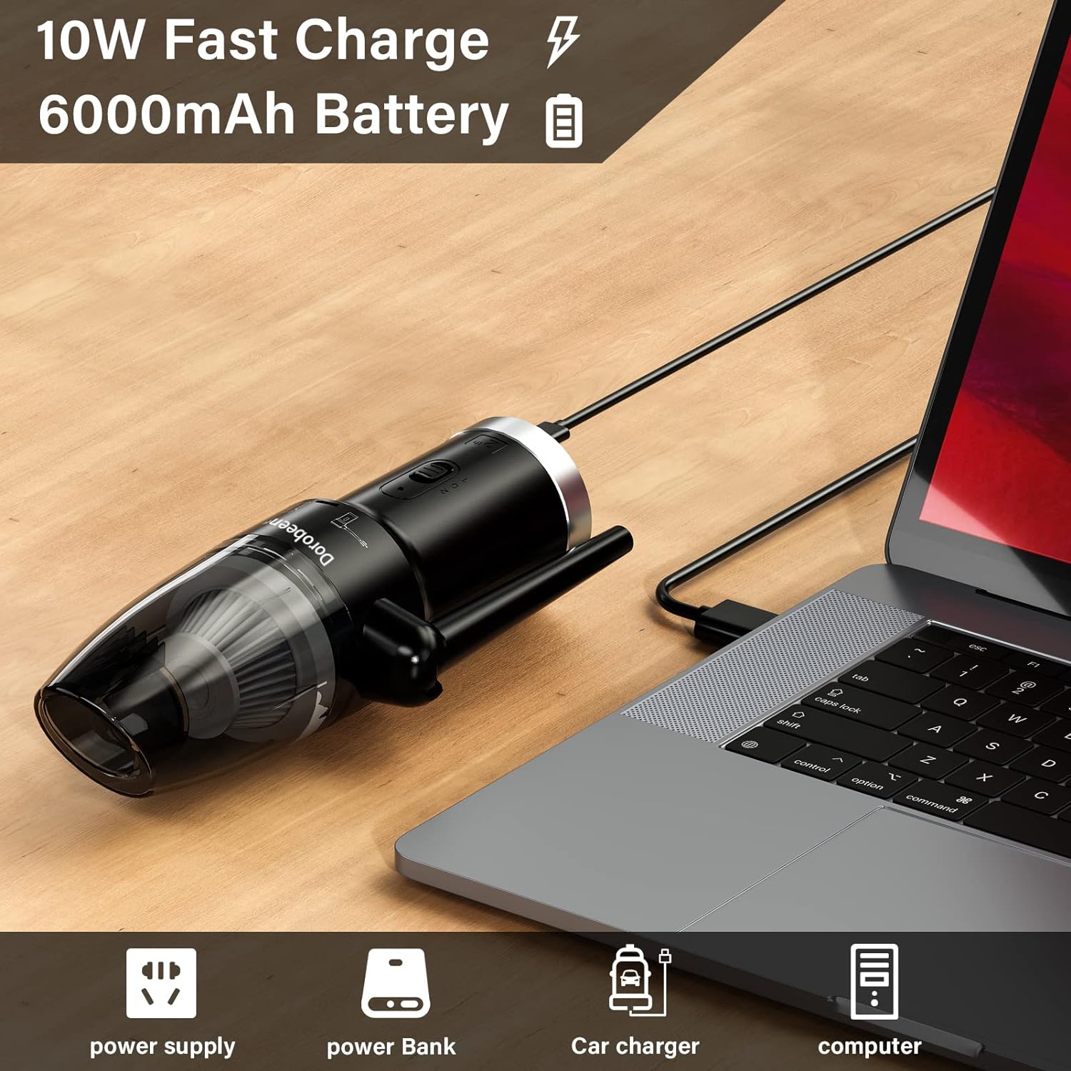 Cordless air dust collector, blower and vacuum 2-in-1, compressed air dust collector, portable handheld electronic air dust collector, power 77000 RPM motor, 1000 PA suction, suitable for keyboards, cars, computers, and toys.