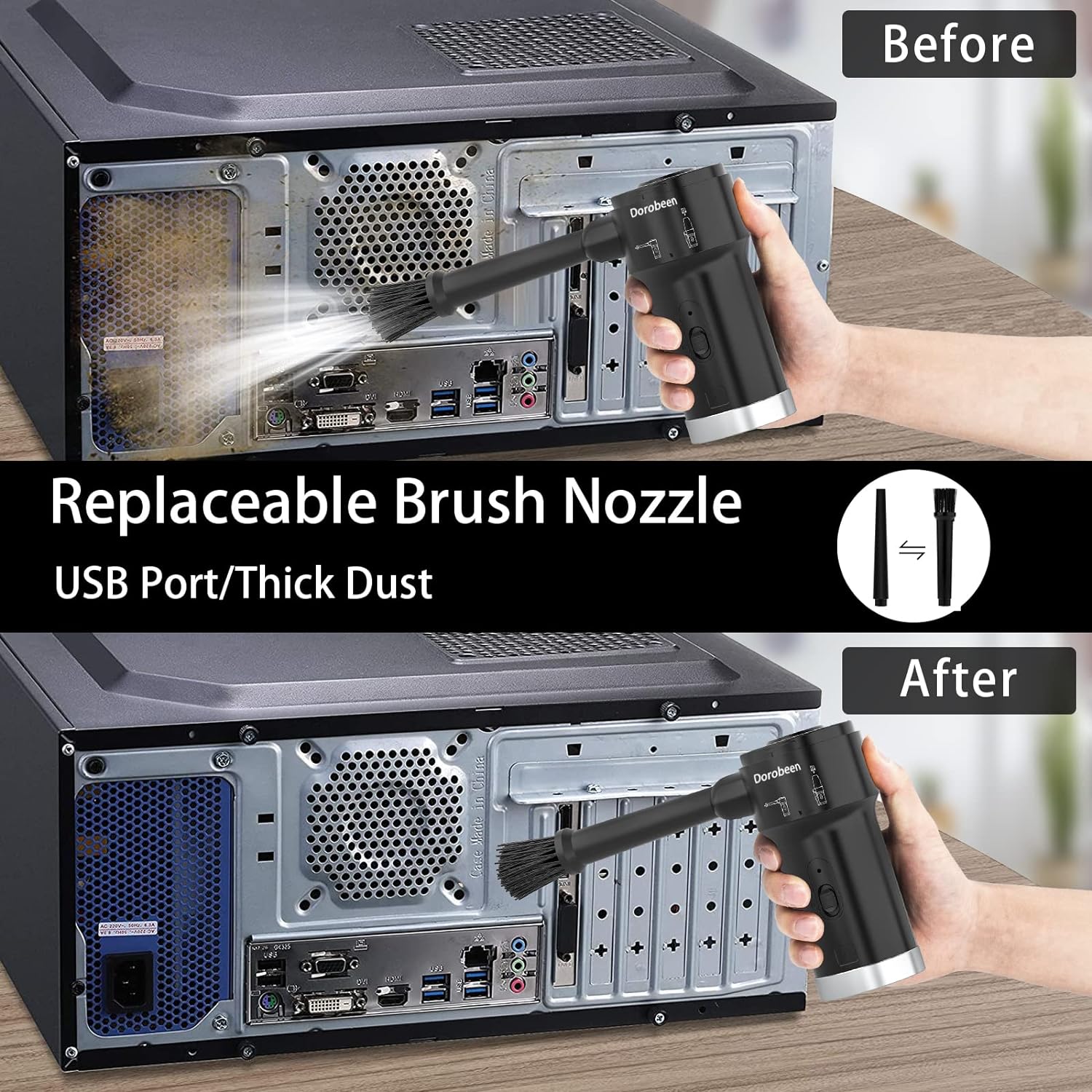 Cordless air dust collector, blower and vacuum 2-in-1, compressed air dust collector, portable handheld electronic air dust collector, power 77000 RPM motor, 1000 PA suction, suitable for keyboards, cars, computers, and toys.