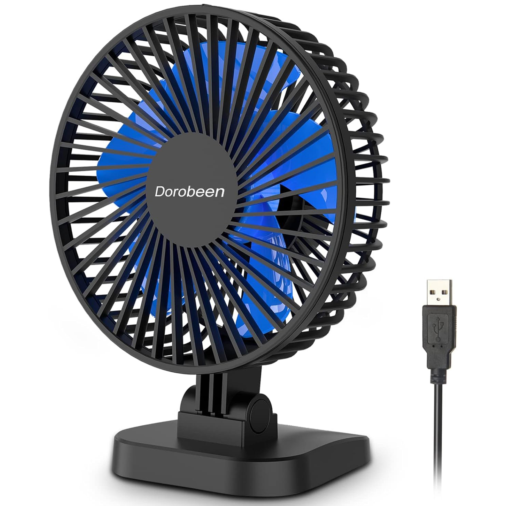 USB fan, small desktop fan, 4-inch (approximately 10.2 cm) silent desktop fan, USB plug, 3-speed, personal fan suitable for office, home, bedroom, study, strong airflow, 40 ° tilt, 4-foot (approximately 1.2 meters) power cord