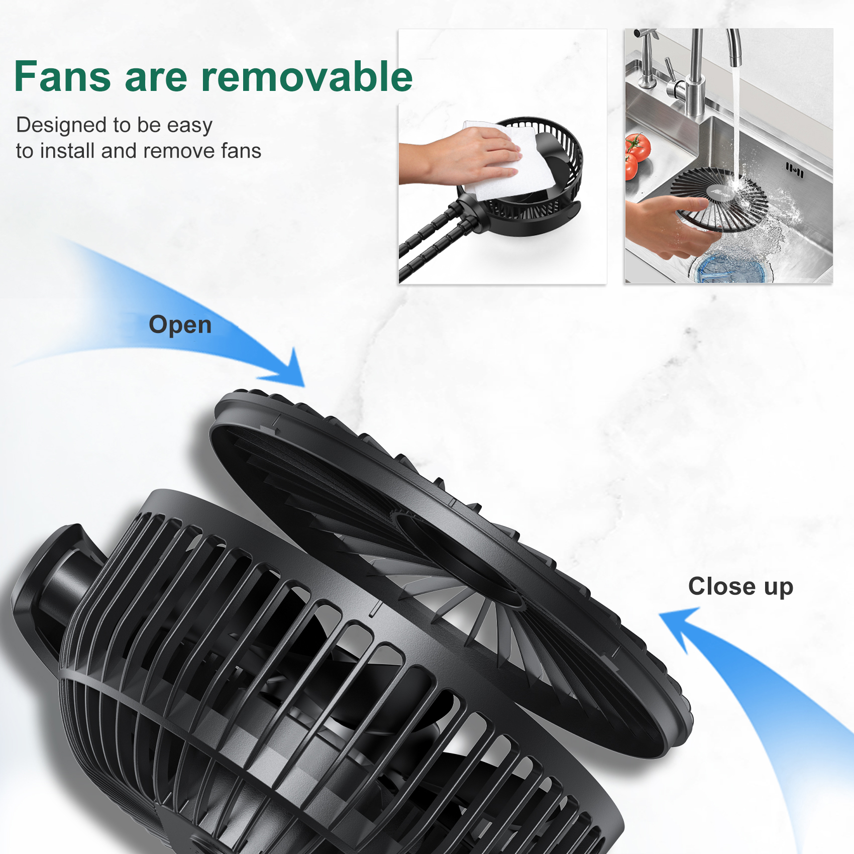  Mini Clip on Fan, 5000mAh USB Charging Portable Fans,7 Inch Quiet Desk Fan, 3 Speeds Strong Airflow, 360°rotation, Suitable for home, office, dormitory, stroller,etc. （Black）