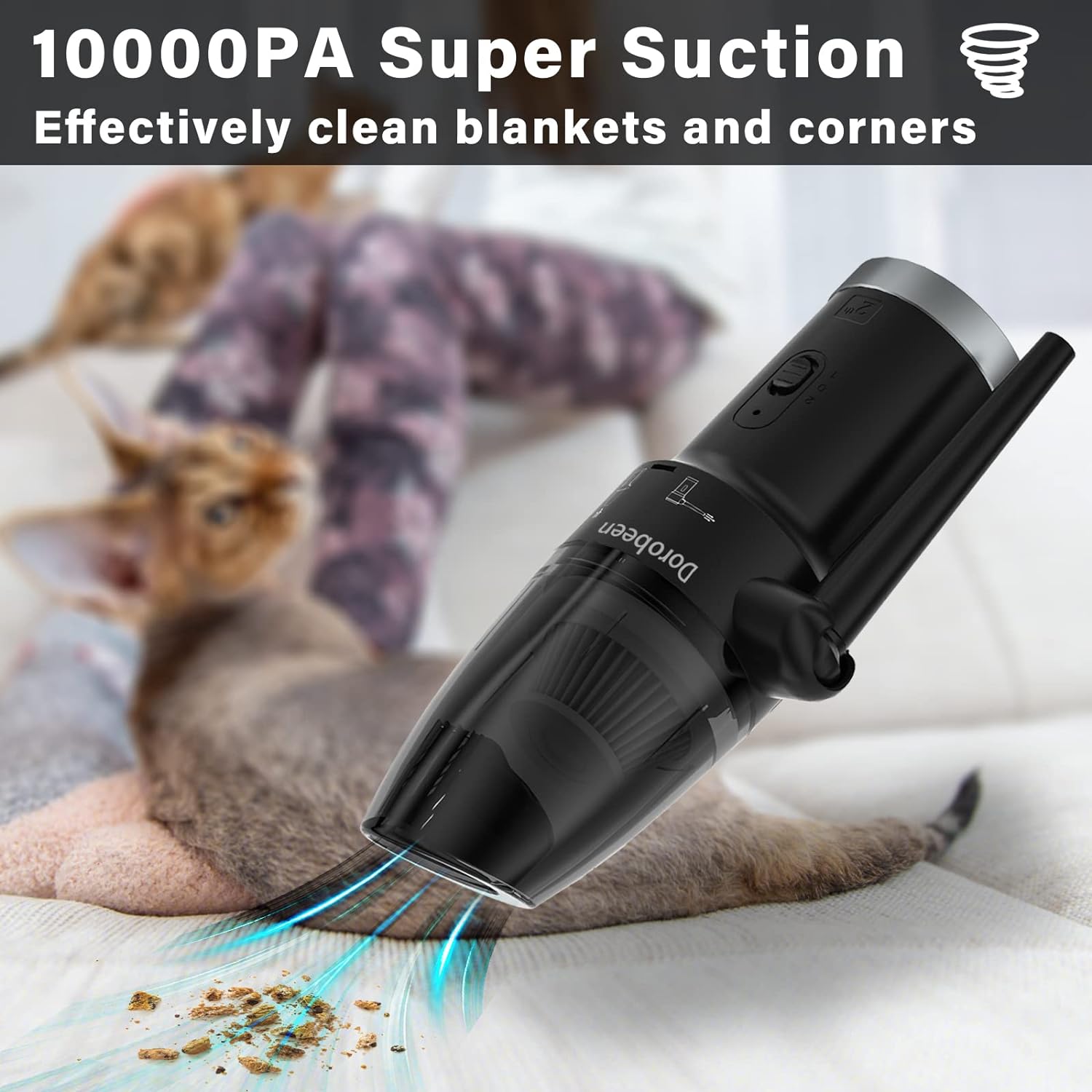 Cordless air dust collector, blower and vacuum 2-in-1, compressed air dust collector, portable handheld electronic air dust collector, power 77000 RPM motor, 1000 PA suction, suitable for keyboards, cars, computers, and toys.