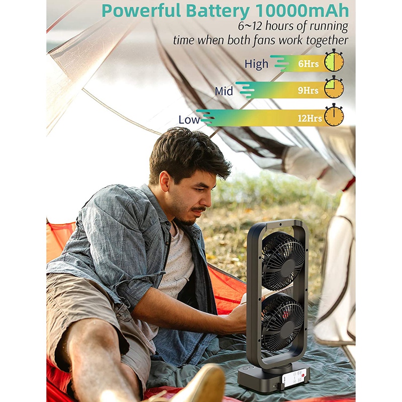Small tower fan swing table fan with 110 ° automatic head shaking, up and down 350 ° adjustment, 3-speed, portable USB desktop fan suitable for bedrooms, offices, home desks, strong airflow