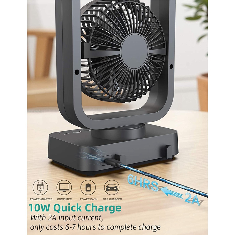 Small tower fan swing table fan with 110 ° automatic head shaking, up and down 350 ° adjustment, 3-speed, portable USB desktop fan suitable for bedrooms, offices, home desks, strong airflow