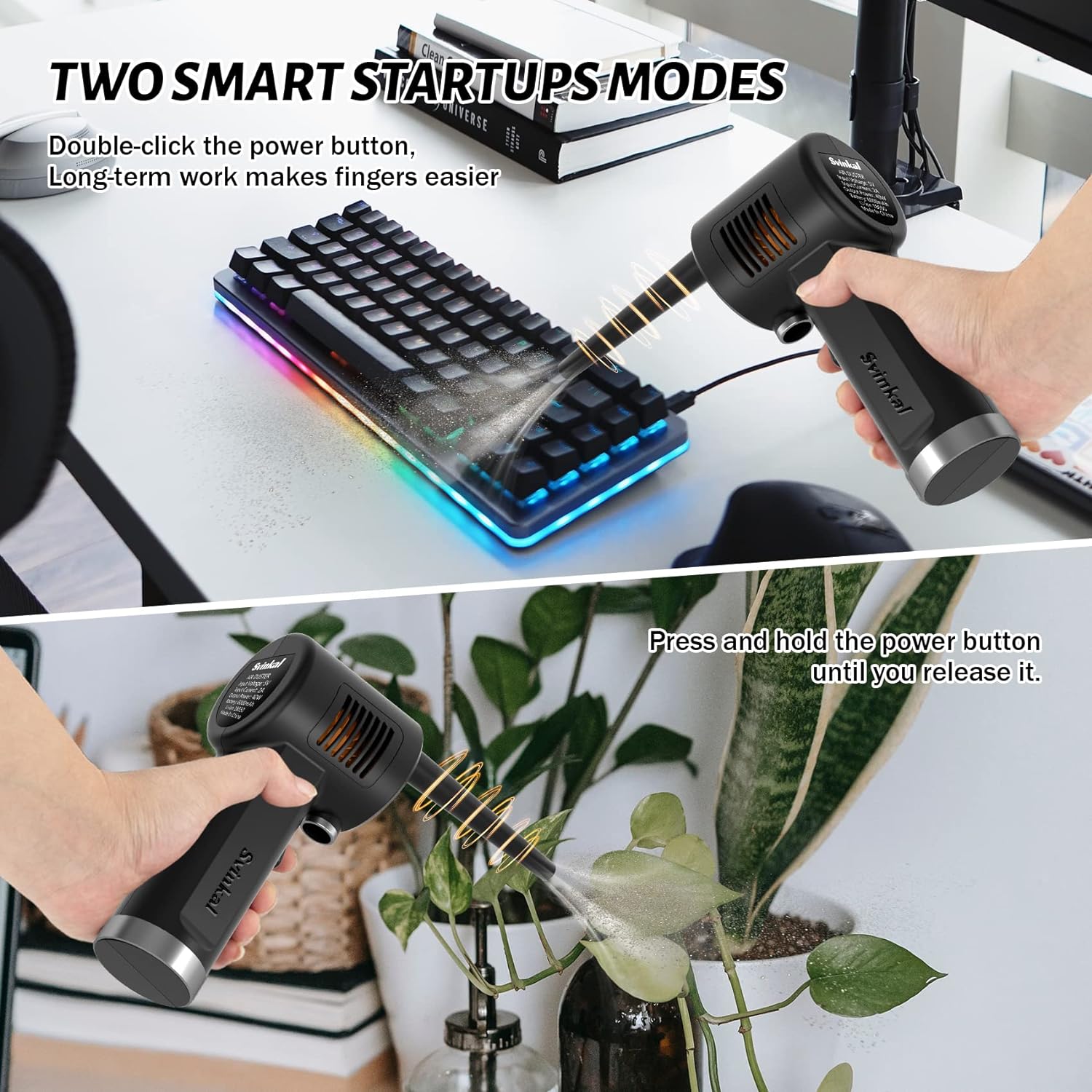 Compressed Air Duster, Brushless Motor Electric Air Duster, 6200mAh Rechargeable Battery.