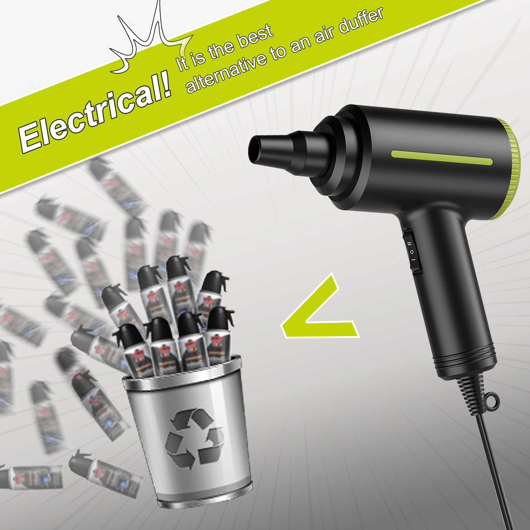Compressed air dust collector, electric air dust collector, handheld blower, 500W 4000RPM powerful air dust collector, suitable for electronic cleaning of computer keyboards
