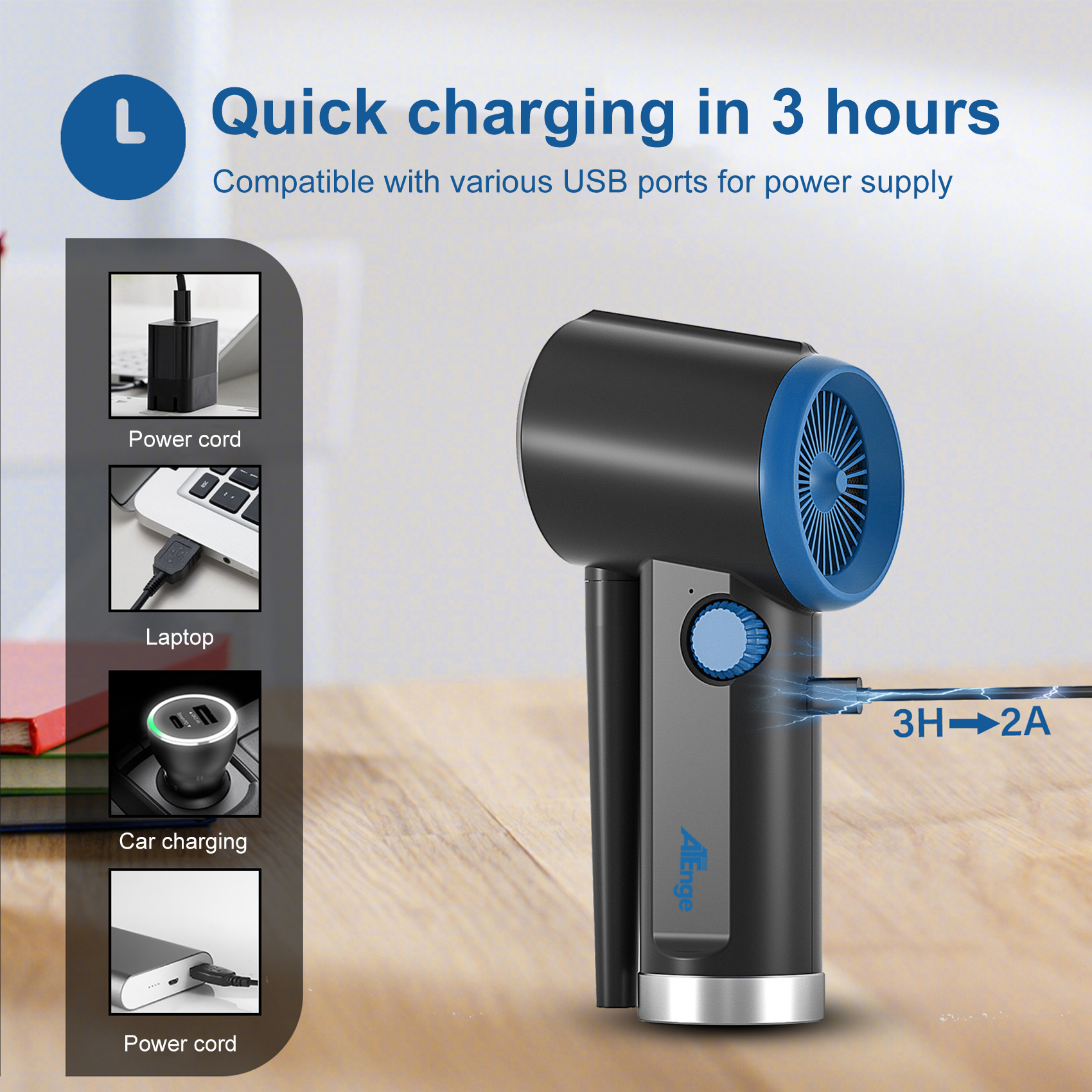 ATENGE Compressed air Duster Electric, Computer air Blower Gun, air Blower for Computer Keyboard, Cordless air Duster, for Cleaning Camera Toys Greenery Computer Keyboard, etc（Brushless Motor）