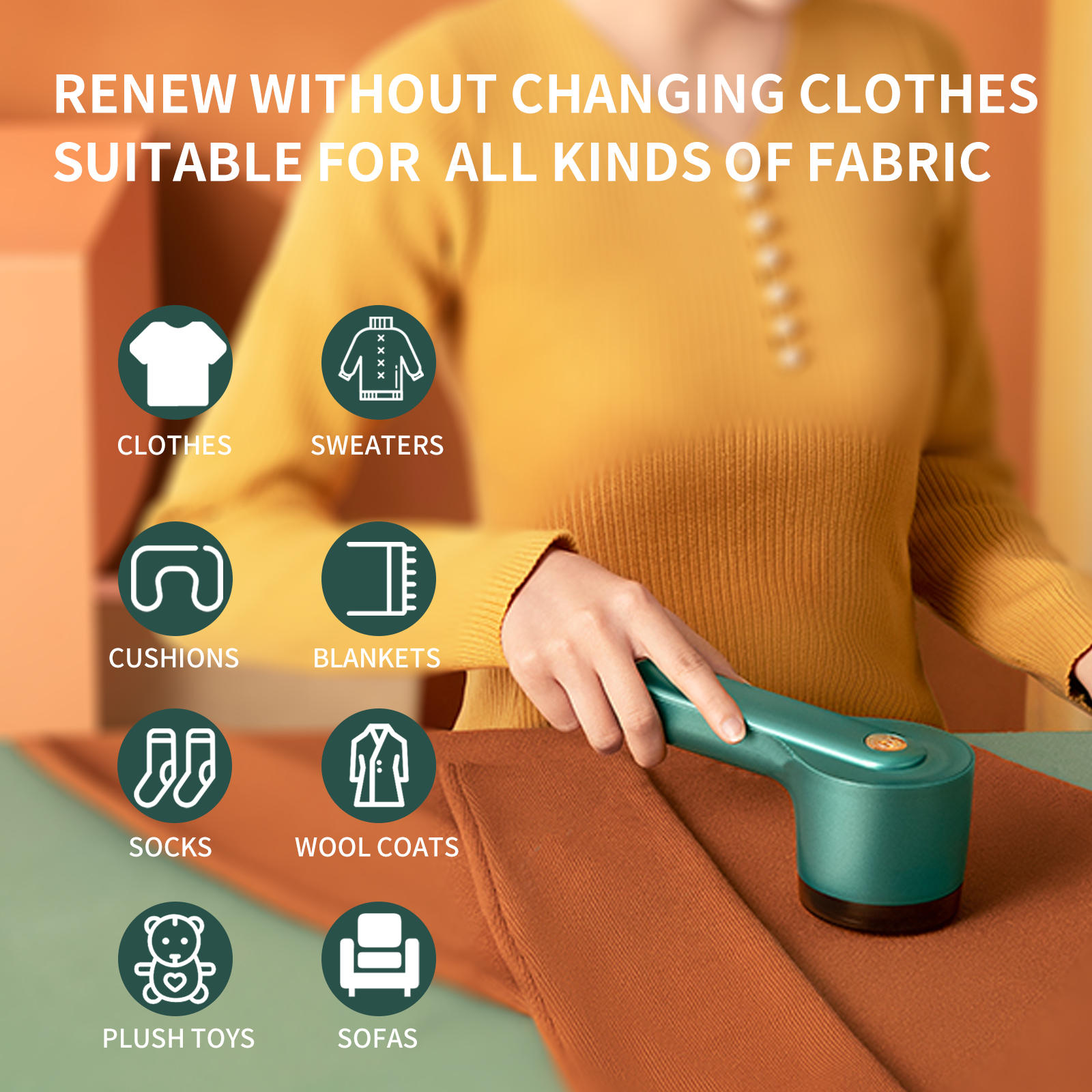 Fabric shaver, rechargeable fluff remover, effectively and quickly removes fluff from clothes, sweaters, sofas, blankets, curtains, wool, and cashmere.