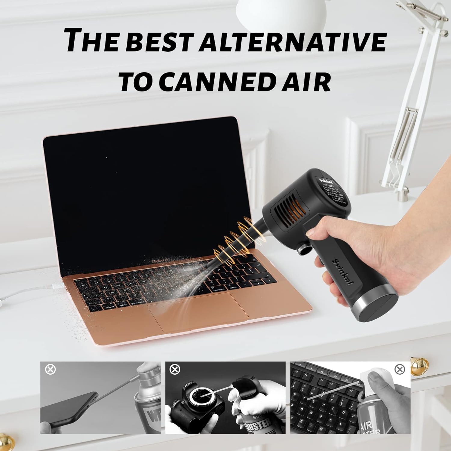Compressed Air Duster, Brushless Motor Electric Air Duster, 6200mAh Rechargeable Battery.