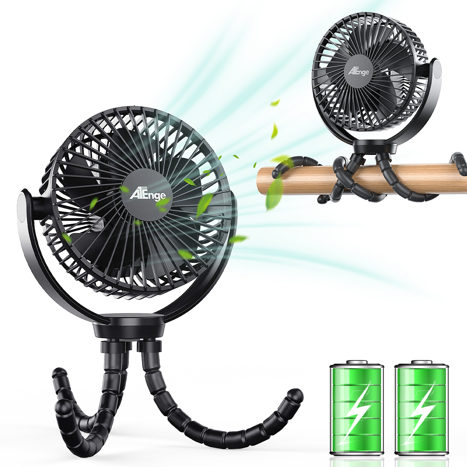 Mini Clip on Fan, 5000mAh USB Charging Portable Fans,7 Inch Quiet Desk Fan, 3 Speeds Strong Airflow, 360°rotation, Suitable for home, office, dormitory, stroller,etc. （Black）