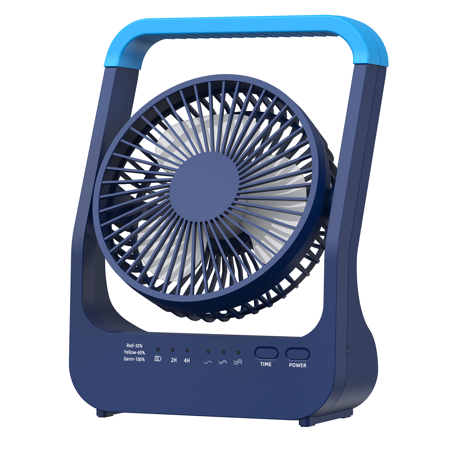 Svinkal Desk Fan, Battery Powered Square Camping Fan, Portable Fan for Home Office, Travel Fan for Sleeping Fits in Suitcase, 20600mAh Blue Border Outdoor Fan