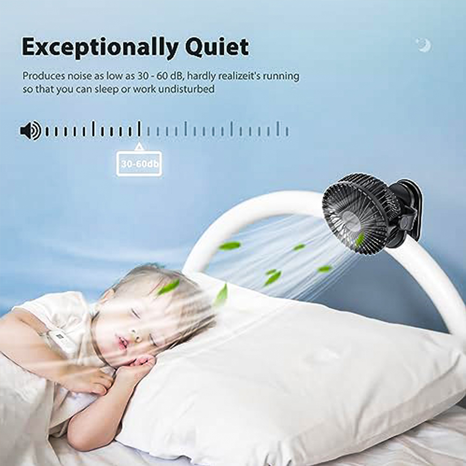 Svinkal Clip on Fan, 5000mAh USB Charging Portable Battery Fans, 6Inch Quiet USB Personal Desk Fan, 3 Speeds, 720° angle adjustment, Small Stroller Fan for home office dormitory.