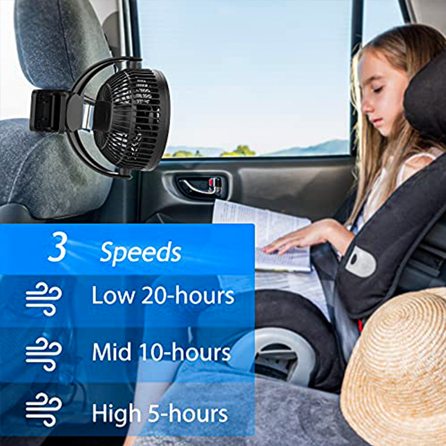USB Portable Fan, 5000mAh Charging Portable Battery Clip on Fans, 6Inch Quiet USB Personal Desk Fan, 3 Speeds, 720° angle adjustment, Small Stroller Fan for home office dormitory
