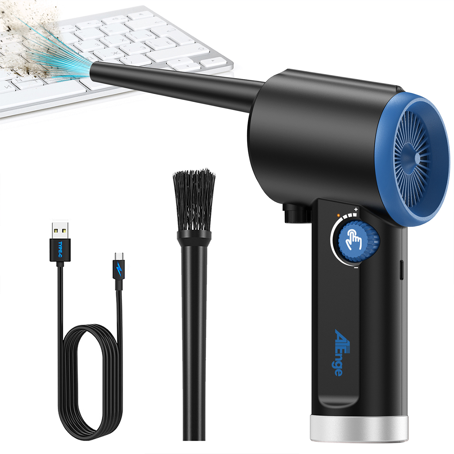 ATENGE Compressed air Duster Electric, Computer air Blower Gun, air Blower for Computer Keyboard, Cordless air Duster, for Cleaning Camera Toys Greenery Computer Keyboard, etc（Brushless Motor）